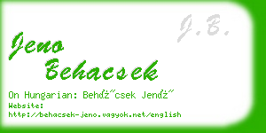 jeno behacsek business card